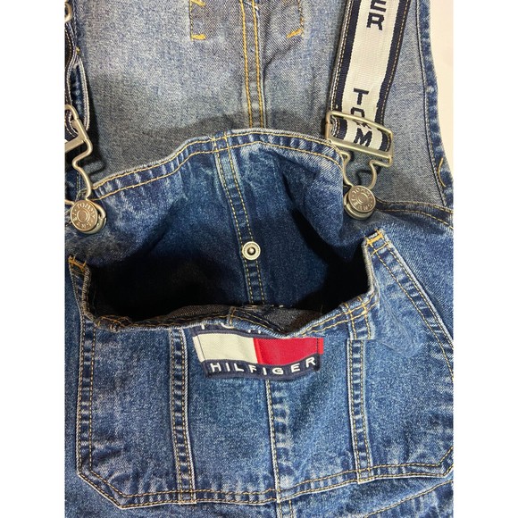 Tommy Hilfiger Bib Overalls Vintage Mens Large Blue Carpenter Workwear 90s Y2K - Picture 7 of 13